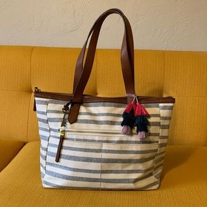 Fossil Zip Satchel Handbag with Tassels “Rachel”
